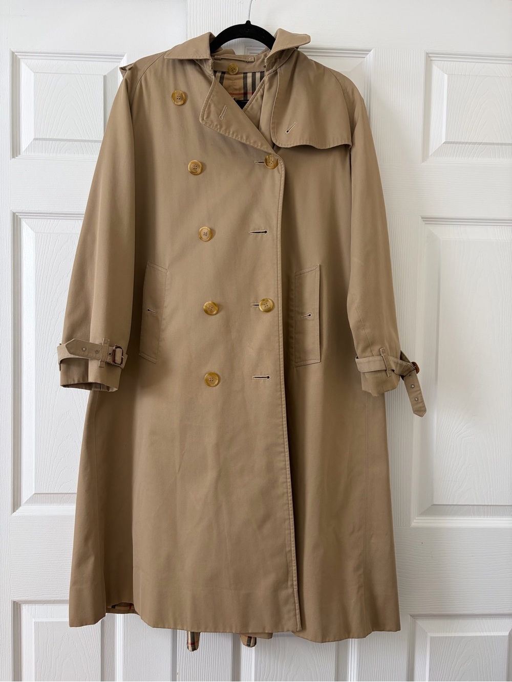 Vintage Burberry Trench Coat Beige Belted + Removable Liner size 12 Extra Long